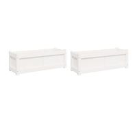Jardinières 2 pcs, Lits Surélevé, Bacs à Fleurs, Pots de Plantes, Boîtes à Fleurs Jardin Patio Terrasse, Blanc Bois de Pin Massif 837452