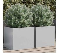 vidaXL Jardinières 2 pcs, Lits Surélevé, Bacs à Fleurs, Pots de Plantes, Boîtes à Fleurs Jardin Patio Terrasse, Argenté 841546