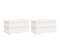 Vidaxl Jardinières 2 Pcs Blanc Bois De Pin Massif