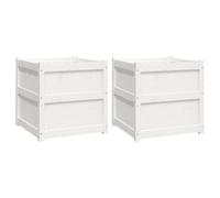 Vidaxl Jardinières 2 Pcs Blanc Bois De Pin Massif