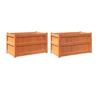 Vidaxl Jardinières 2 Pcs Cire Marron Bois De Pin Massif