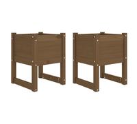 Vidaxl Jardinières 2 Pcs Marron Miel 40x40x52,5 Cm Bois Massif De Pin