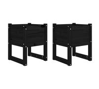 Vidaxl Jardinières 2 Pcs Noir 40x40x52,5 Cm Bois Massif De Pin