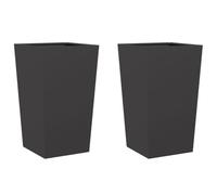 vidaXL Jardinières 2 pcs Noir 45x45x75 cm Acier, jardinière d'extérieur, boîte à Fleurs, boîte de Jardin, jardinière de Patio, boîte à Plantes