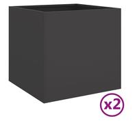 vidaXL Jardinières 2 pcs, Bacs à Fleurs, Pots de Plantes, Boîtes à Fleurs, Jardinières Surélevées de Jardin Terrasse, Noir 49x47x46 cm Acier