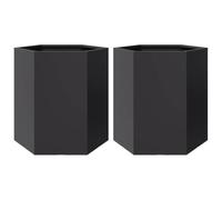 vidaXL Jardinières 2 pcs Noir hexagone 46x40x45 cm Acier, jardinière de Fleurs, jardinière de Patio, jardinière de Jardin, jardinière d'extérieur