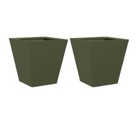 Jardinières 2 pcs vert olive 30x30x30 cm acier