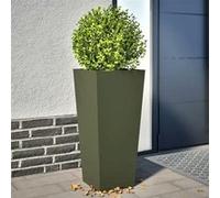 Jardinières 2 pcs vert olive 35x35x75 cm acier, jardinière d'extérieur, boîte à fleurs, boîte de jardin, jardinière 851087