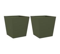 vidaXL Jardinières 851059 – 2 pièces Acier Vert olive 40x40x40 cm d'extérieur