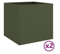 Vidaxl Jardinières 2 Pcs Vert Olive 42x40x39 Cm Acier Laminé À Froid
