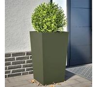 Jardinières 2 pcs vert olive 45x45x75 cm acier, jardinière d'extérieur, boîte à fleurs, boîte de jardin, jardinière 851101
