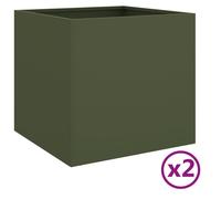 Vidaxl Jardinières 2 Pcs Vert Olive 49x47x46 Cm Acier Laminé À Froid