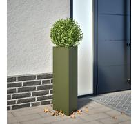 Vidaxl Jardinières 2 Pcs Vert Olive Triangulaire 30x26x75 Cm Acier