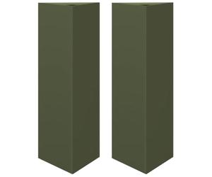 vidaXL Jardinières 2 pcs Vert Olive Triangulaire 30x26x75 cm Acier, jardinière d'extérieur, boîte à Fleurs, boîte de Jardin, jardinière de Patio