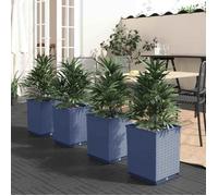vidaXL Jardinières 4 pcs, Bacs à Fleurs, Pots à Plantes, Boîtes à Fleurs Jardin Terrasse Patio Extérieur, Bleu Gris 30x30x37 364185
