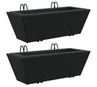 Vidaxl Jardinières Avec Crochets 2 Pcs Noir Résine Tressée