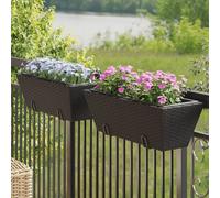 Vidaxl Jardinières Avec Crochets 2 Pcs Noir Résine Tressée