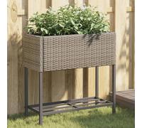 Vidaxl Jardinières Avec Étagère 2 Pcs Gris 70x28x70 Cm Résine Tressée