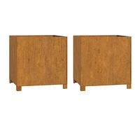 vidaXL Jardinières avec Pieds 2 pcs, Bacs à Fleurs, Pots de Plantes, lits Surélevé, Décorations de Jardin Terrasse Patio Balcon, Rouillé Acier Corten
