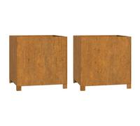Vidaxl Jardinières Avec Pieds 2 Pcs Gris 49x47x50 Cm Acier Corten