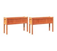 Vidaxl Jardinières 2 Pcs Avec Pieds Cire Marron Bois De Pin Massif