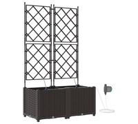 vidaXL Pot de fleurs de jardin marron en plastique, saule, 80 x 40 x 142 cm