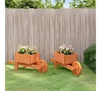 vidaXL Jardinières brouette 364228 2 pcs Bois de sapin massif 47x15x19 cm 2 L Marron