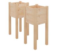 Vidaxl Jardinières D'extérieur 2 Pcs 31x31x70 Cm Bois De Pin Massif