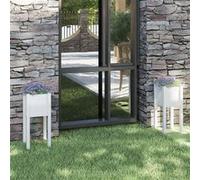 Vidaxl Jardinières D'extérieur 2 Pcs Blanc 31x31x70 Cm Bois De Pin Blanc