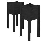Jardinières d'extérieur 2 pcs Noir 31x31x70 cm Bois de pin
