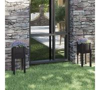 Jardinières d'extérieur 2 pcs Noir 31x31x70 cm Bois de pin