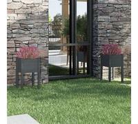 Vidaxl Jardinières D'extérieur 2pcs Gris 40x40x70cm Bois De Pin Massif Gris