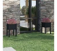Jardinières d'extérieur 2pcs Noir 40x40x70cm Bois de pin massif
