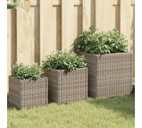 Vidaxl Jardinières D'extérieur 3 Pcs Gris Résine Tressée