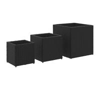 vidaXL Jardinières d'extérieur 3 pièces en résine tressée noir – modèle 366395