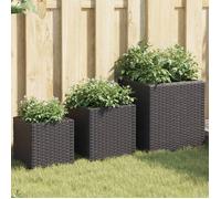 Vidaxl Jardinières D'extérieur 3 Pcs Noir Résine Tressée