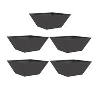 vidaXL Jardinières en métal pour l'extérieur, finition noir mat, 35 x 15 cm, ensemble de 5. Design carré moderne, fabriquées en acier. À monter avec un tournevis. Parfaites pour les jardins et les ter