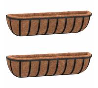 vidaXL Jardinières murales 2 pcs en coco noir 61x19x16 cm Acier