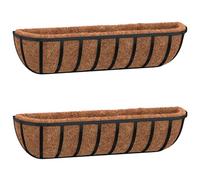 vidaXL Jardinières murales 2 pcs en acier 91x20x23 cm Noir avec doublure en coco pour chevaux