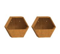 Vidaxl Jardinières Murales 2 Pcs Gris Acier Corten 30x10x25 Cm