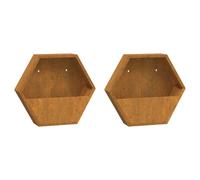 Vidaxl Jardinières Murales 2 Pcs Gris Acier Corten 46x10x40 Cm