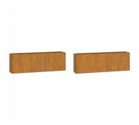 vidaXL Jardinières Murales 2 pcs, Lits Surélevé, Bacs à Fleurs, Pots de Plantes, Boîtes à Fleurs Jardin Patio Terrasse, Rouillé Acier Corten 53x10x17 cm