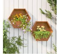 Vidaxl Jardinières Murales 2 Pcs Gris Acier Corten 46x10x40 Cm
