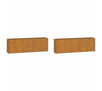 vidaXL Jardinières Murales 2 pcs, Lits Surélevé, Bacs à Fleurs, Pots de Plantes, Boîtes à Fleurs Jardin Patio Terrasse, Rouillé Acier Corten 53x10x17 cm