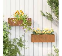 vidaXL Jardinières murales 2 pcs Rouillé Acier corten 53x10x17 cm 823686