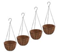 vidaXL Jardinières suspendues 4 pcs avec Doublure Coco Noir Ø 30x52 cm, Pot Suspendu, Pot de Plantes Suspendu, Pot de Fleurs Suspendu