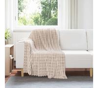 vidaXL Jeté Beige 150 x 130 cm Toison