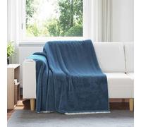 vidaXL Jeté Bleu marine 150 x 200 cm Toison