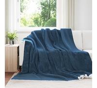 vidaXL Jeté Bleu marine 220 x 240 cm Toison