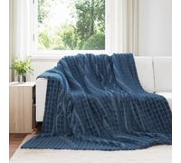 vidaXL Jeté Bleu marine 270 x 240 cm Toison